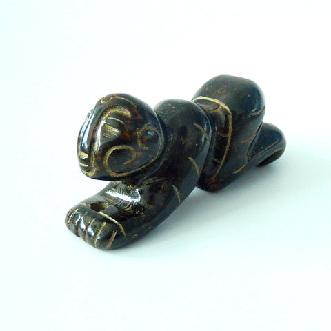 Art Of Work Carved Nephrite Jade Lion Pendant Beads, 75x27x24mm, 81.3g - MyGemGarden