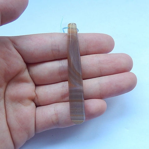 Agate Gemstone Tube Pendant, 57x9mm, 7.0g - MyGemGarden