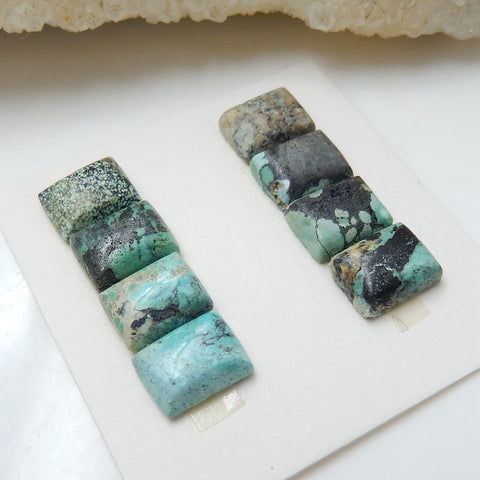 8 PCS Natural Rectangle Turquoise Flatback Gemstone Cabochons, 9x6x3mm, 2.8g - MyGemGarden