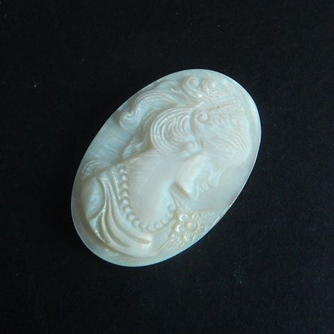 New Design Handcarved Beauty Head Shell Cabochon Bead, 38x24x2mm, 6.31g - MyGemGarden