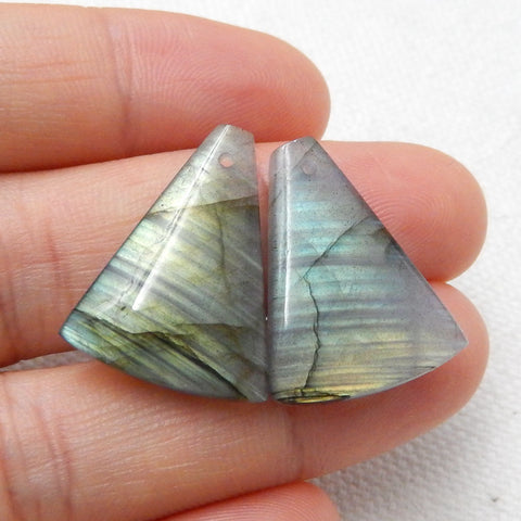 Labradorite Earrings Stone Pair, stone for earrings making, 21x17x5mm, 4.8g - MyGemGarden