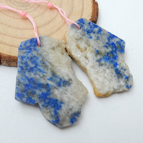 Nugget Lapis Lazuli Earrings Pair, stone for Earrings making, 36x26x3mm, 4.1g - MyGemGarden