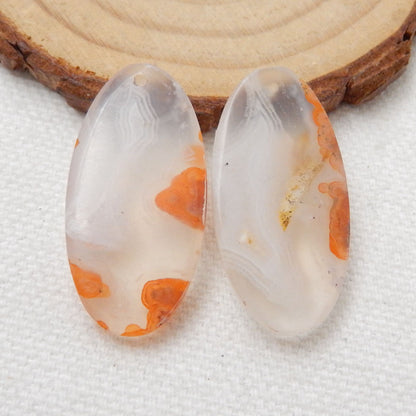 Agate Earrings Stone Pair, stone for earrings making, 30X15X6mm, 8.2g - MyGemGarden