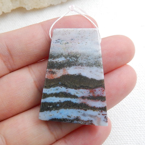 Natural Ocean Jasper Drilled Pendant Bead, 37x26x5mm, 9.8g - MyGemGarden