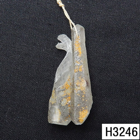 Sale 1 Piece Unique Hand Carved Cobra Snake Clear Ghost Quartz Pendant Stone, 46-65mm - MyGemGarden