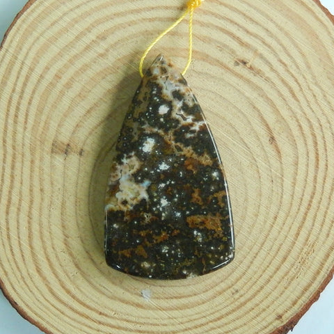 Natural Ocean Jasper Pendant Bead 53x30x7mm, 13.1g - MyGemGarden