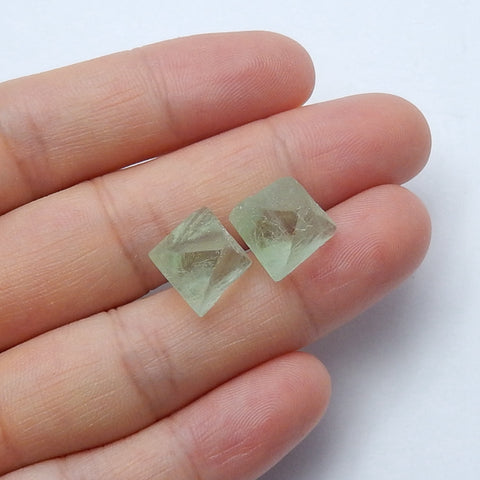 Natural nugget Fluorite Gemstone Cabochon Pair, 14x11mm, 3.5g - MyGemGarden