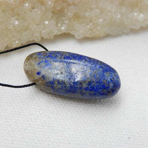 Natural Lapis Lazuli Drilled Gemstone Pendant Bead, 35x10x12mm, 10.7g - MyGemGarden