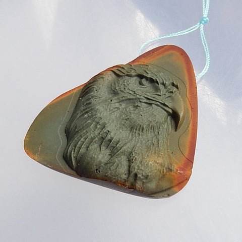 New Design Multi-Color Picasso Jasper Carved bird Pendant, 63x46x8mm, 29.5g - MyGemGarden