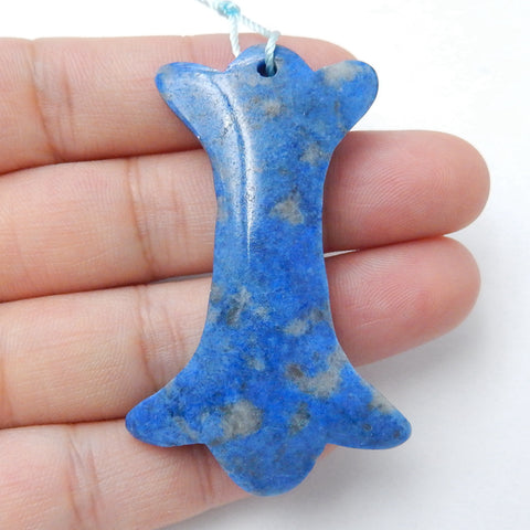 Natural Lapis Lazuli Drilled Gemstone Pendant Bead, 53x33x7mm, 14.5g - MyGemGarden