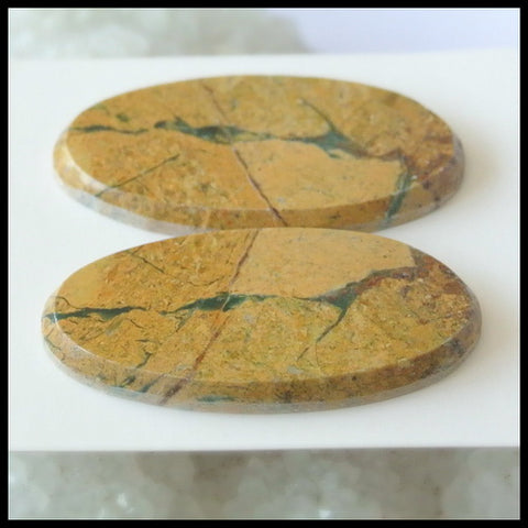 Natural Green Opal Gemstone Cabochon Pair 30x16x3mm,6.4g - MyGemGarden