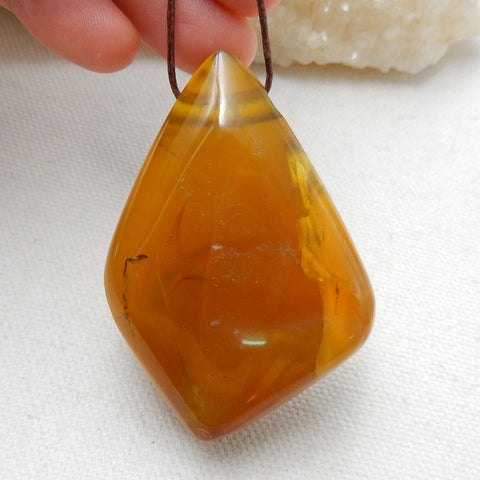 Natural Yellow Opal Gemstone Pendant, Natural Stone Jewelry, 56x39x20mm, 46.9g - MyGemGarden