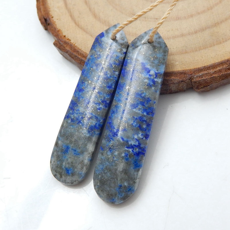 Natural Lapis Lazuli Earrings Beads, Stone For Earrings Making, 38x9x4mm, 5.6g - MyGemGarden