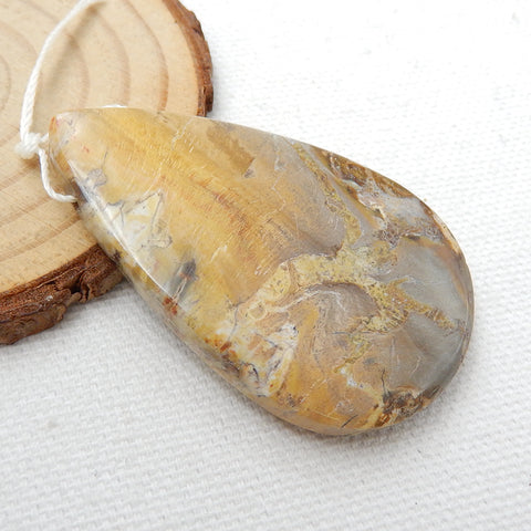 Natural Ocean Jasper Drilled Teardrop Gemstone Pendant Bead, 52x31x8mm, 20.3g - MyGemGarden