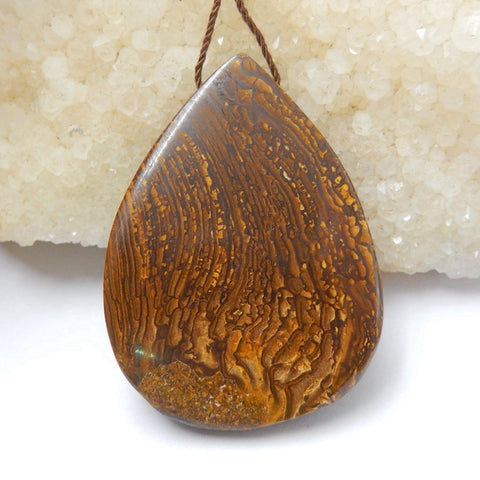 Perle pendentif en pierre gemme percée d'opale boulder ovale, 25x18x3mm, 2.7g