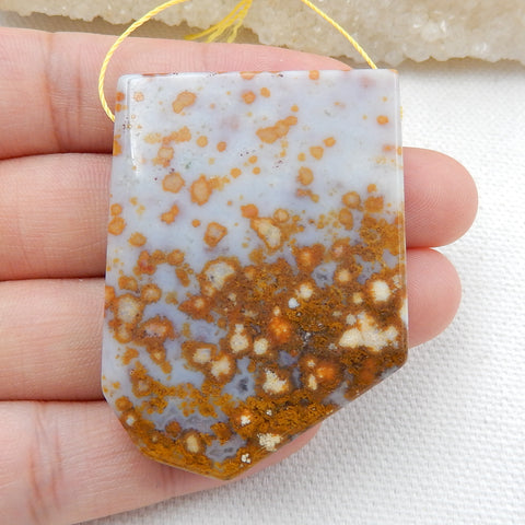 Natural Ocean Jasper Drilled Gemstone Pendant Bead, 48x35x7mm, 26.8g - MyGemGarden