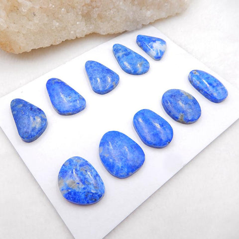 10 Pcs Natural Lapis Lazuli Flatback Gemstone Cabochons, 21x13x5mm, 20x11x5mm, 23.8g