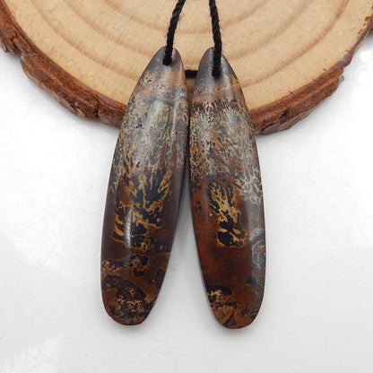 Chohua Jasper Teardrop Earrings Stone Pair, stone for earrings making, 39x10x5mm, 5.9g