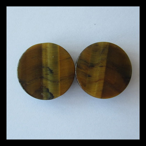 Tiger's Eye 25mm round cabochons Pair, 25x25x7mm, 14g - MyGemGarden