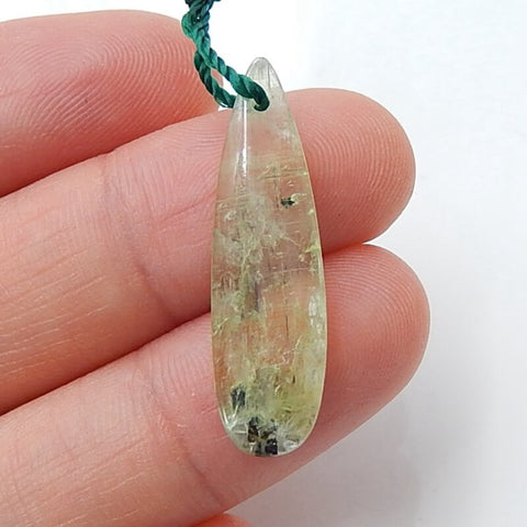 Natural Green Kyanite Drilled Teardrop Gemstone Pendant Bead, 28x8x3mm, 2.0g - MyGemGarden