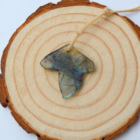 Labradorite Carved Leaf Pendant Bead, 24x24x4mm, 2.4g - MyGemGarden