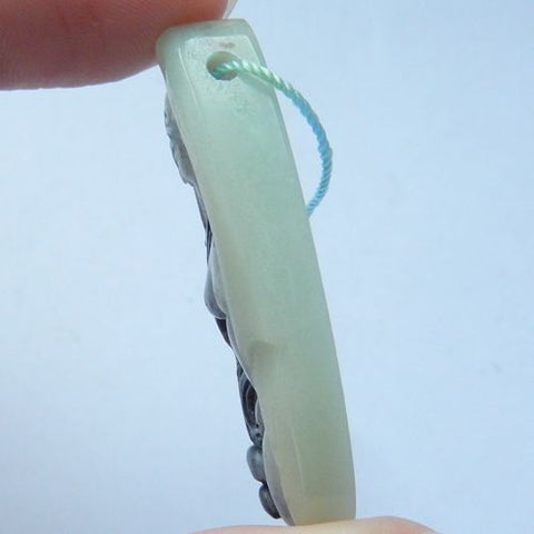 Natural Stone Carved Amazonite fashion Pendant, 42x11x8mm, 8.5g - MyGemGarden