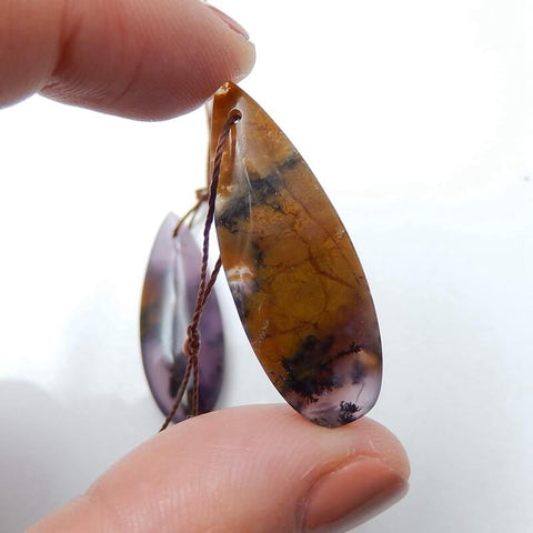 Natural Opalised Tiffany Stone Teardrop Earrings Pair, stone for Earrings making, 33x12x5mm, 5.5g - MyGemGarden