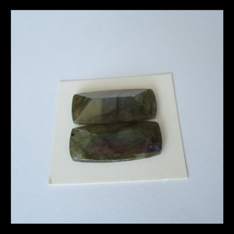 Labradorite Cabochon Pair 27x13x7mm, 7.8g - MyGemGarden