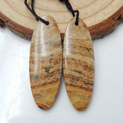 Natural Picture Jasper Oval Earrings Pair, stone for Earrings making, 32x11x4mm, 4.7g - MyGemGarden