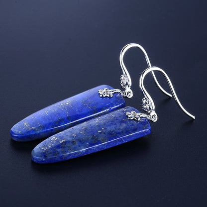 Hot Sale Lapis Lazuli Earrings with 925 sterling silver, 30x10x4mm, 6g - MyGemGarden