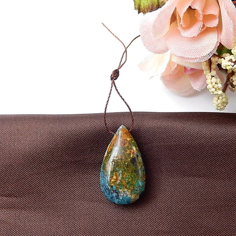 Natural Turquoise Pendant Bead, 24x14x9mm, 3.7g - MyGemGarden