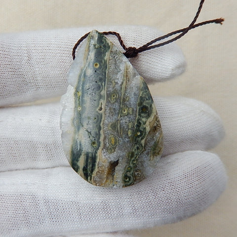 Ocean Jasper Natural Pendant , 39x24x10mm, 15.58g - MyGemGarden