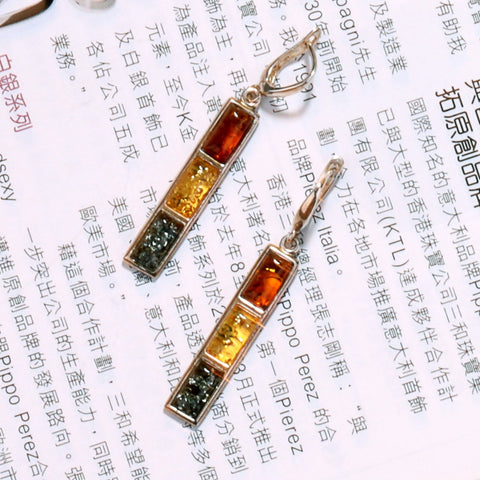 New Design Hot Sale 925 Silver with Natural Amber Gemstone Earrings 6.4g - MyGemGarden