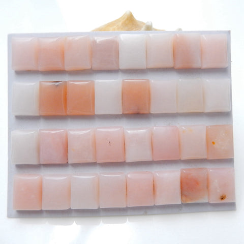 32 PCS Pink Opal Rectangle Gemstone Cabochons, 10x8x4mm, 16.5g - MyGemGarden