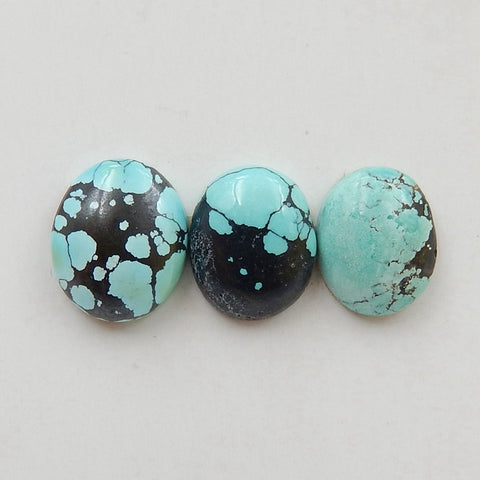 3 PCS Natural Oval Turquoise Gemstone Cabochons, 12x9x4mm, 2.4g - MyGemGarden