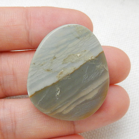 Natural Wave Jasper Gemstone Cabochon, 30x25x6mm, 7.5g - MyGemGarden