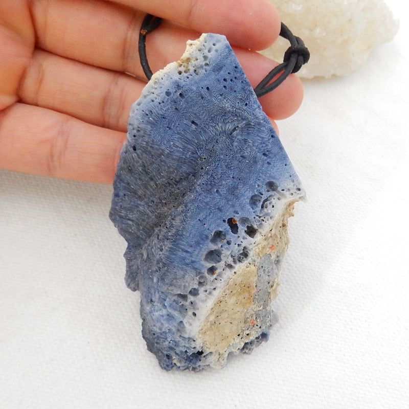 Nugget Blue coral Gemstone Pendant Bead, 75x41x15mm, 50.1g - MyGemGarden