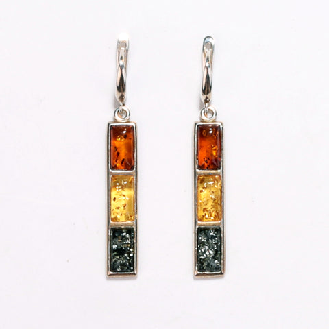 New Design Hot Sale 925 Silver with Natural Amber Gemstone Earrings 6.4g - MyGemGarden