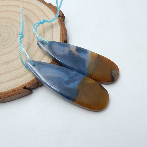 Natural Agate Teardrop Earrings Pair, stone for Earrings making, 42x14x3mm, 7.4g - MyGemGarden