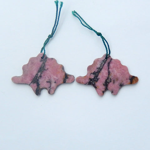 Natural Rhodonite Earrings Pair, stone for Earrings making, 37x25x3mm, 12.1g - MyGemGarden