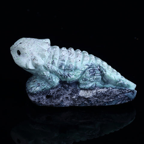 Natural Green Turquoise Gemstone Horned Toad lizard Carved Ornament, 58x26x29mm, 35.6g - MyGemGarden