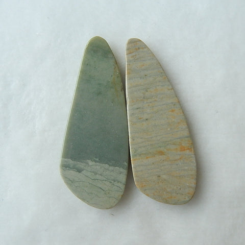 Natural Wave Jasper Cobochon Pairs 48x18x3mm,48x17x4mm,10.0g - MyGemGarden