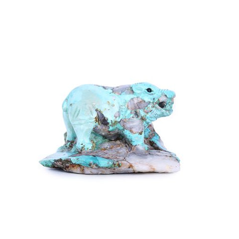 Fashion Turquoise Carved Luck Pig Gemstone Cabochon 70x48x46mm, 140g - MyGemGarden