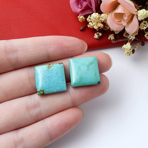 Turquoise Square Cabochon, stone for jewelry making, 16x16x4mm, 4.3g - MyGemGarden