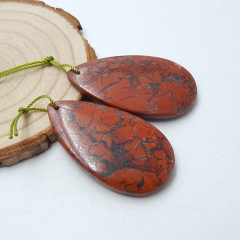 Natural Red River Jasper Teardrop Earrings Pair, stone for Earrings making, 40x22x6mm,16g - MyGemGarden