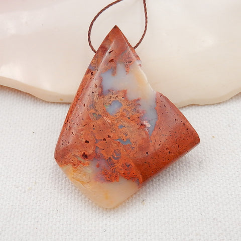 Natural Australia Red Opal Drilled Gemstone Pendant Bead, 46x36x9mm, 14.8g - MyGemGarden