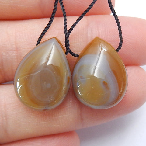 Natural Agate Teardrop Earrings Pair, stone for Earrings making, 18x13x8mm, 5g - MyGemGarden