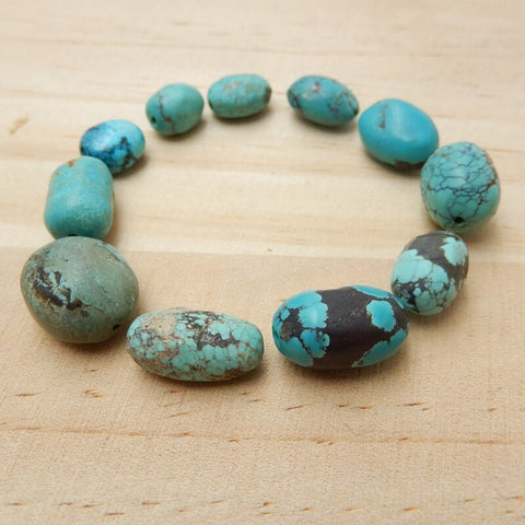 Sale 11 PCS Turquoise Gemstone Loose Beads, 11x9x7mm, 17x12x10mm, 18.8g - MyGemGarden