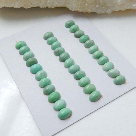 33 PCS Natural Variscite Oval Flatback Gemstone Cabochons, 6x4.5x3mm, 3.4g - MyGemGarden