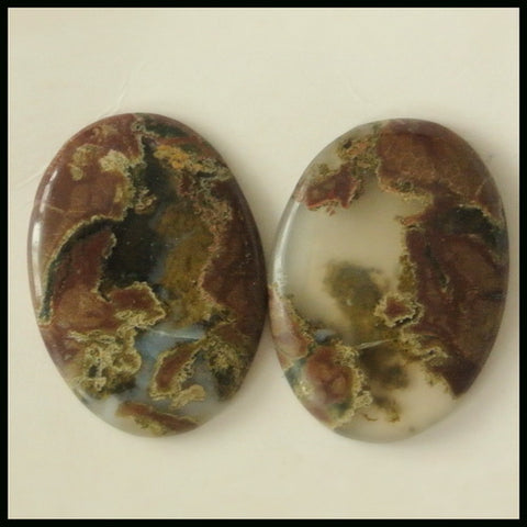 Gift From Natural Mushroom Jasper Cabochon Pair 24x17x3mm ,4.2g - MyGemGarden